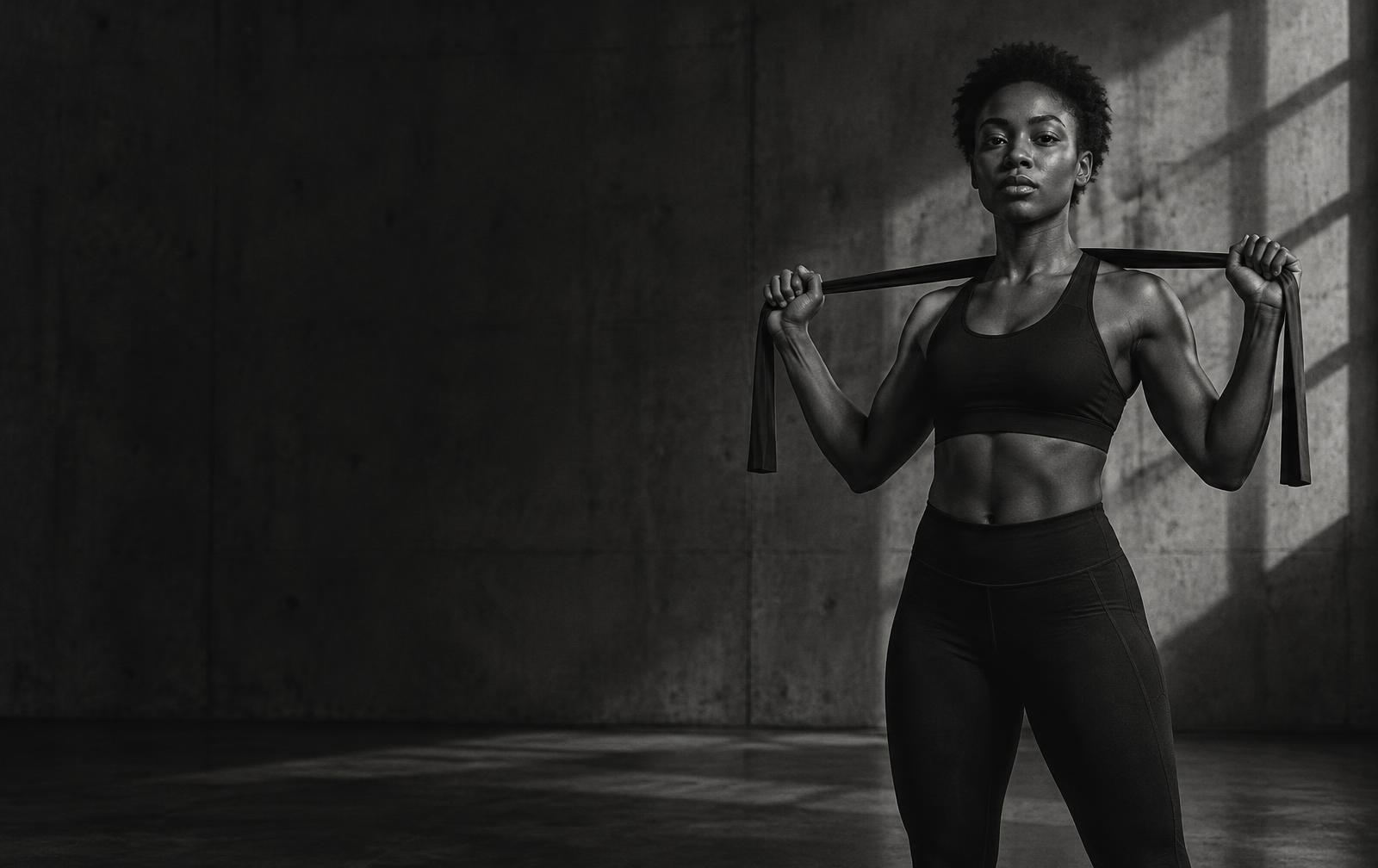 HeadQuarters personal trainer holding a resistance band